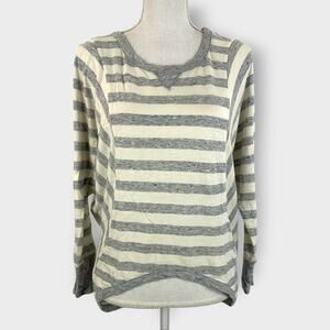 Splendid Top Batwing Striped Gray White 3/4 Sleeve Cotton Blend Size Small